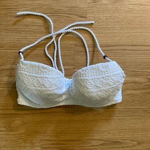 Macrame white swimsuit top